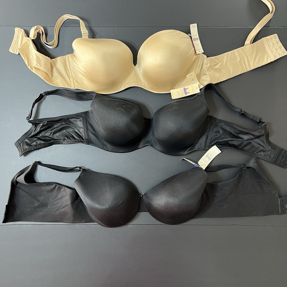 Cacique Bra 44C Women's Lot Of 3 Two Black One‎ Nude NWT